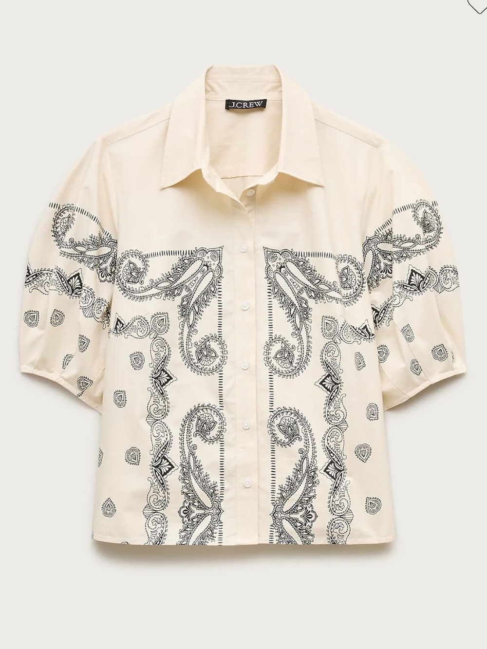 NWT J. Crew Bell sleeve button-up shirt in bandana print Cotton 10 - Picture 2 of 10